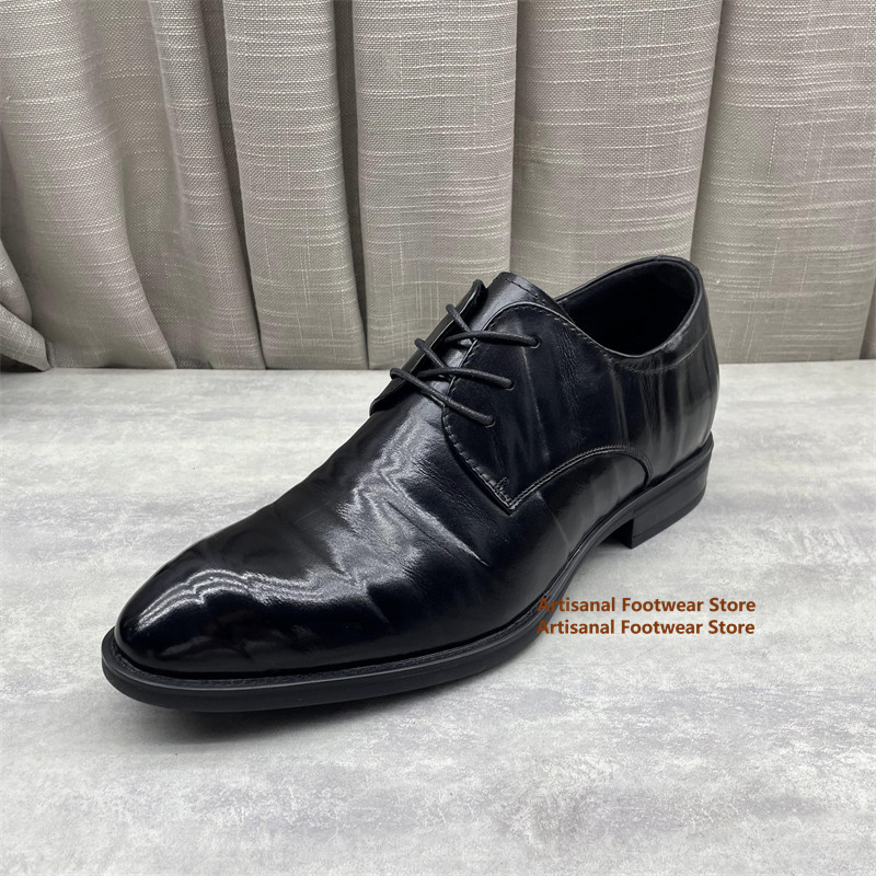 Men'S Formal Office Wear Shoes - Herren-Oxford-Schuhe aus schwarzem Leder, klassische Schnürschuhe,