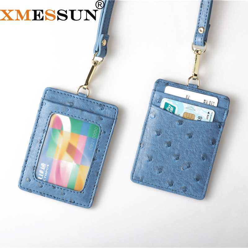 Monogrammed Handkerchief - XMESSUN Lanyard-Kartenhalter mit geprägtem Straußenmuster für
