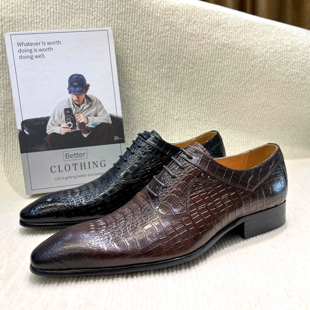 Men'S Formal Office Wear Shoes - Italienische Luxus-Herren-Oxford-Schuhe mit spitzer Zehenpartie, schwarze