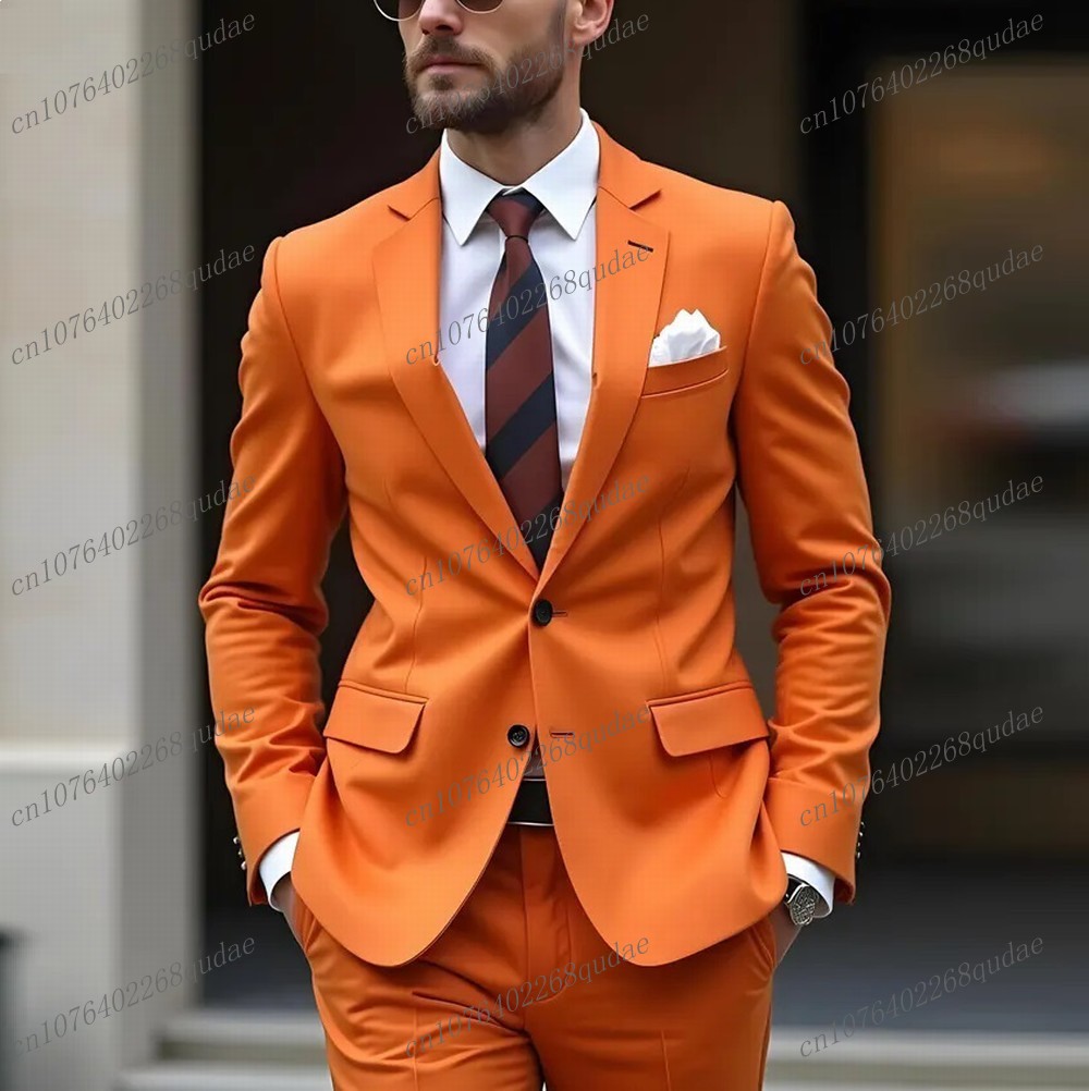 Formal Wear Jersey For Men - Neuer orangefarbener Herrenanzug für formelle Anlässe,