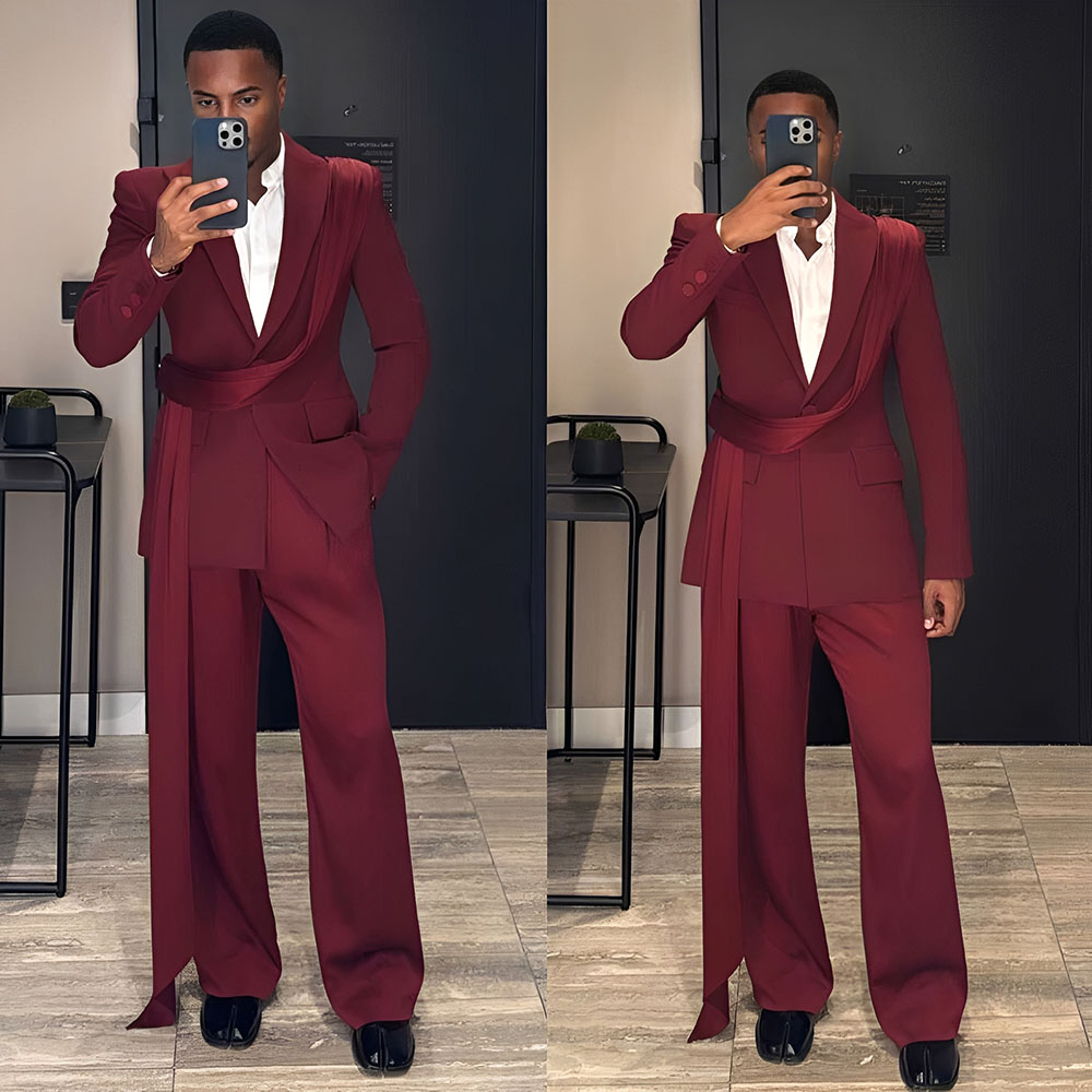 Men Formal Wear Wedding - Burgunderroter neuer Herrenanzug 2-teilig Hochzeit Bräutigam