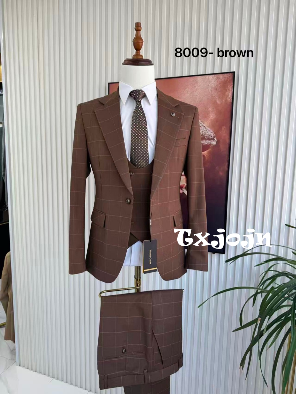 Men'S Formal Wear For Office - Herren Karierter Smoking 3-teilig Jacke Weste