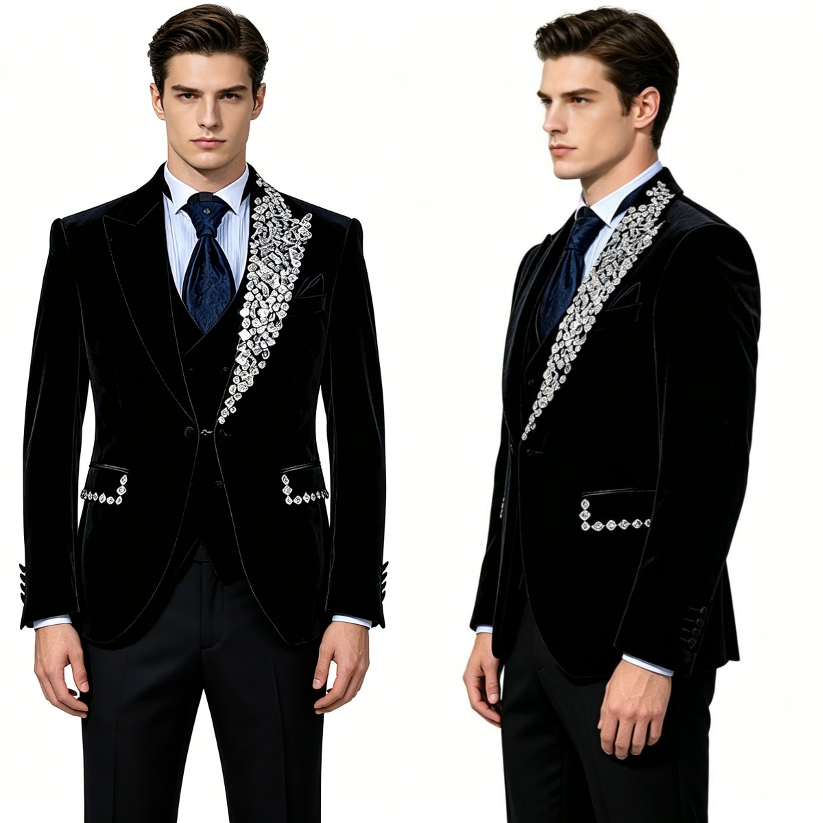 Formal Wear Jersey For Men - Formelle Hochzeitsanzüge aus Samt, 2-teiliges Set,