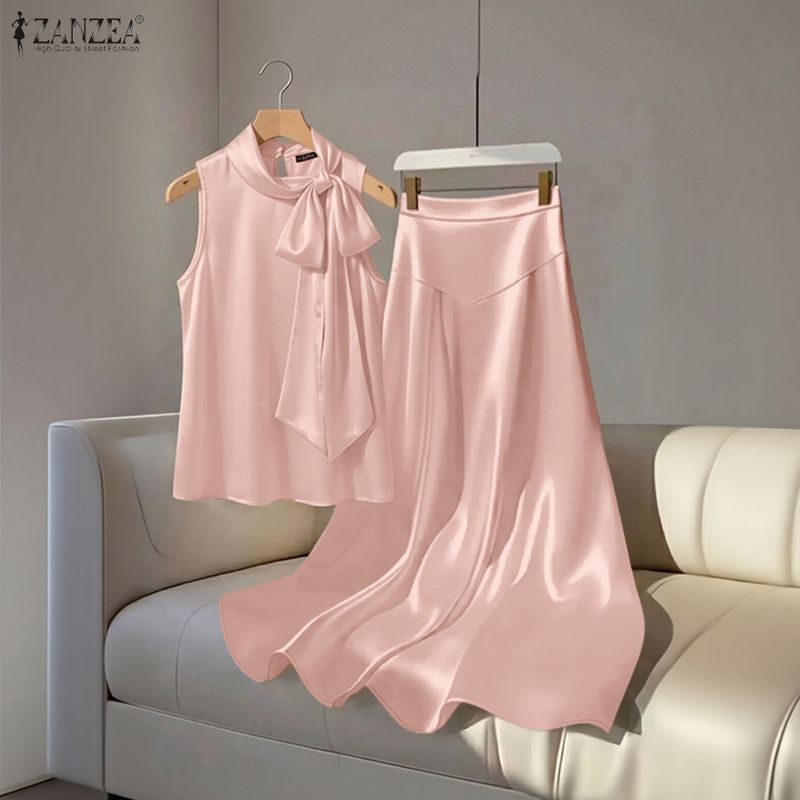 Satin Bow Tie - 2-teiliges französisches schickes Party-Outfit von ZANZEA