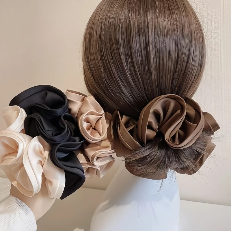 Satin Bow Tie - Koreanische Satin-Scrunchies: Elastisches Haarband mit Schleife