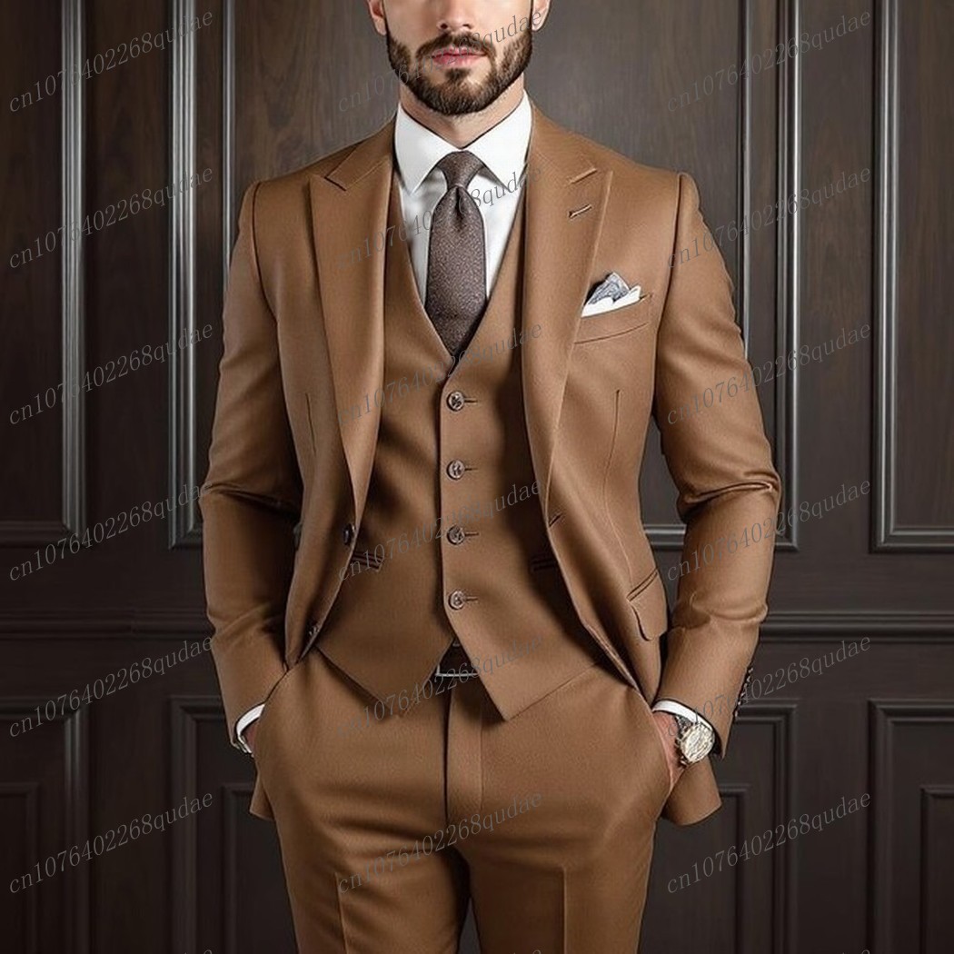 Formal Wear Jersey For Men - Brauner Herrenanzug für formelle Anlässe, Hochzeit,