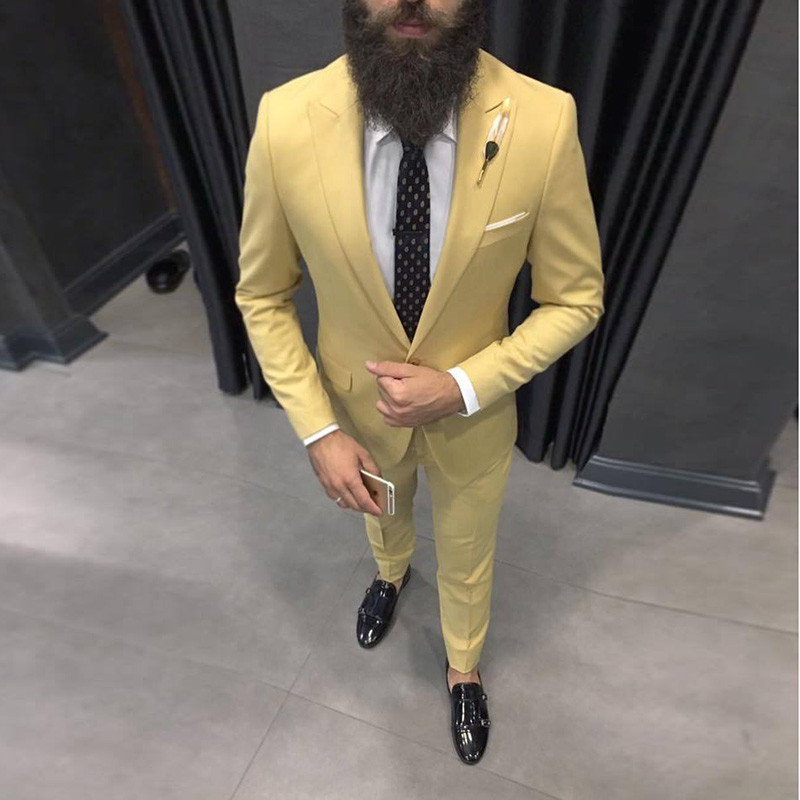 Formal Wear For Men Yellow - 2025 Neueste gelbe Herrenanzüge für Hochzeit,