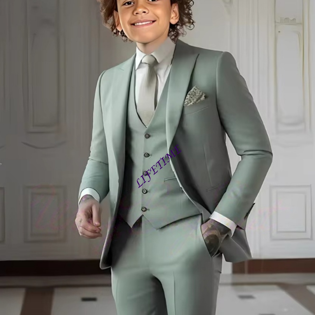 Formal Wear For Men Kids - Hellgrüner dreiteiliger Anzug für Jungen von