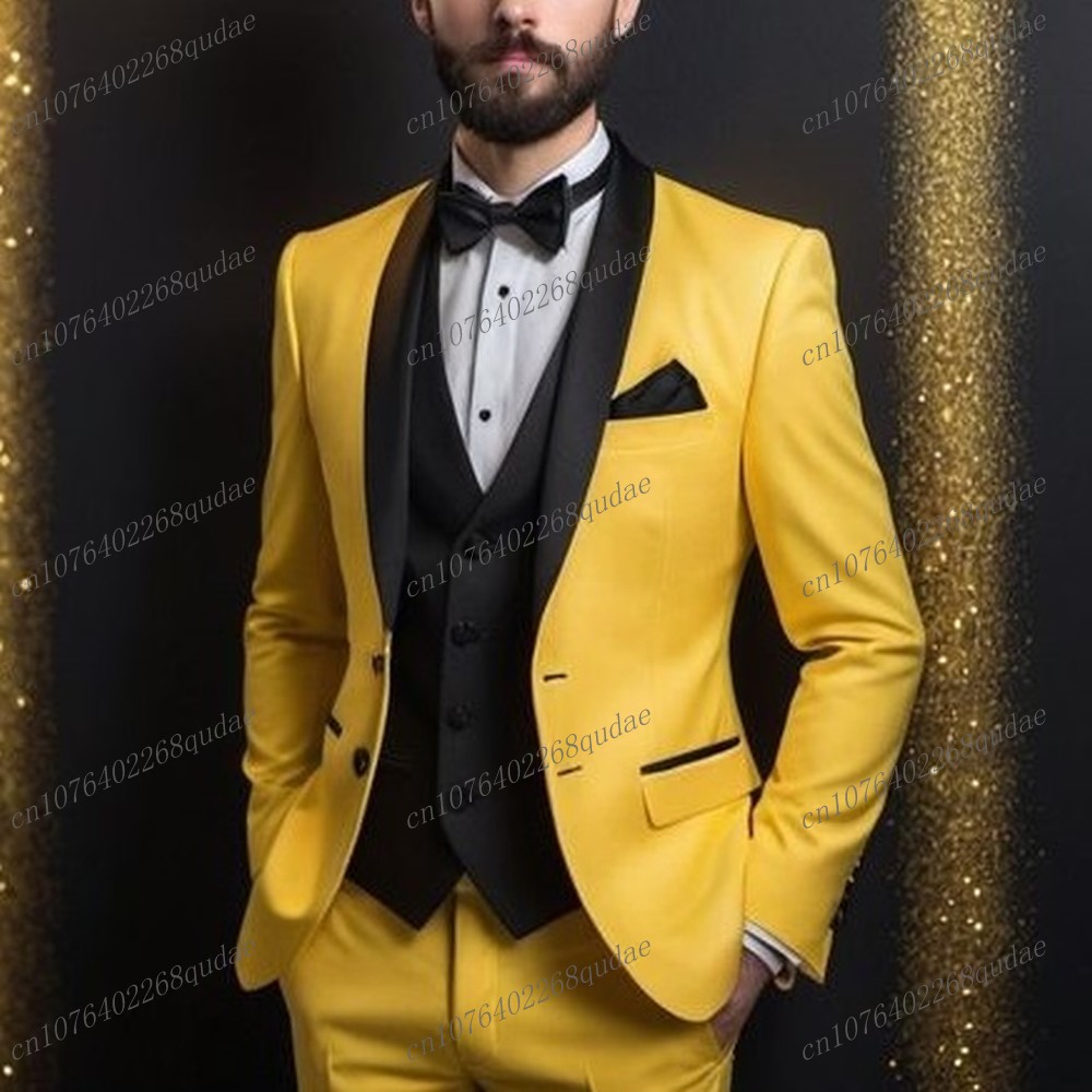 Formal Wear For Men Yellow - Neuer gelber und schwarzer formeller Herrenanzug