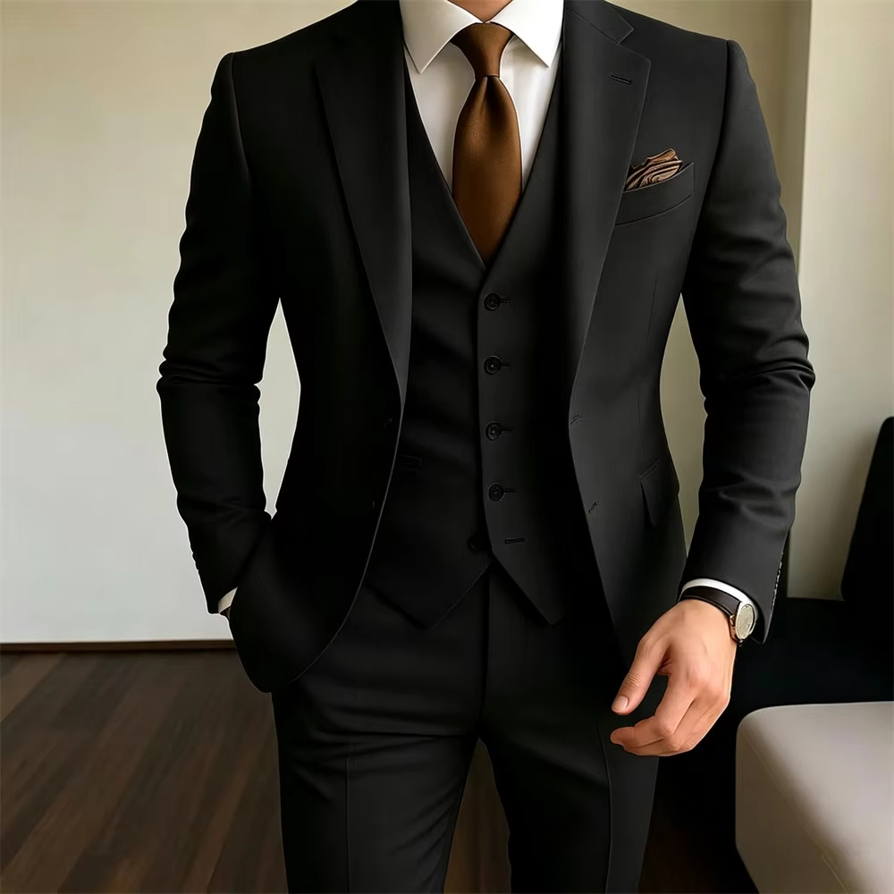 Khaki Herrenanzüge 3-teilig Ja – Men Formal Party Wear Outfit Bewertung und Preis