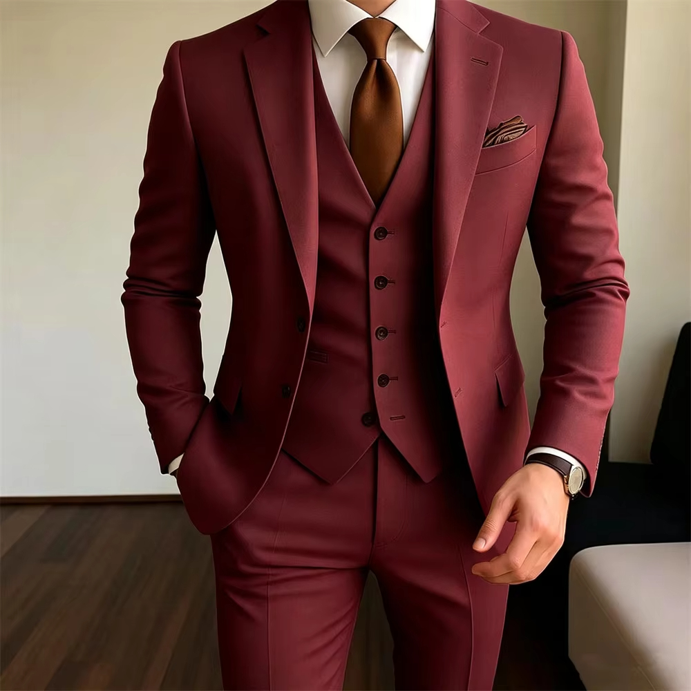 Khaki Herrenanzüge 3-teilig Ja – Men Formal Party Wear Outfit Bewertung und Preis