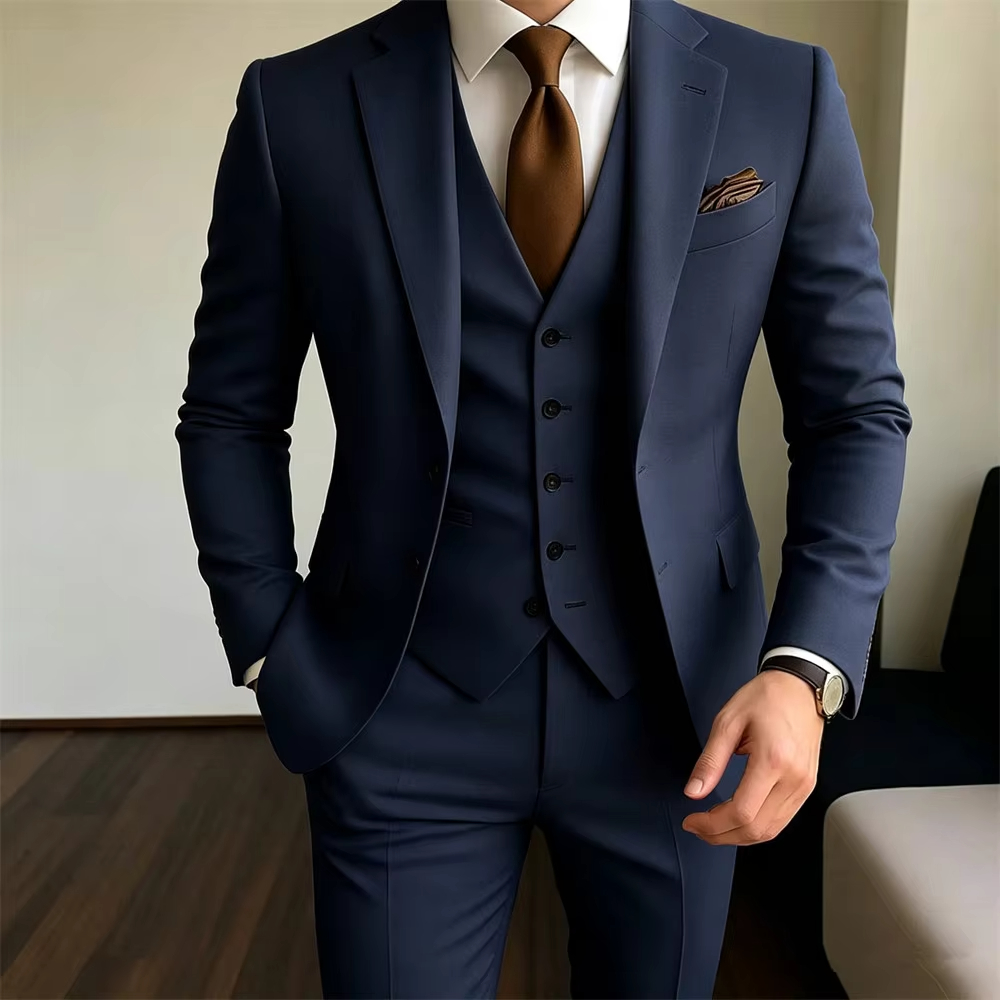 Khaki Herrenanzüge 3-teilig Ja – Men Formal Party Wear Outfit Bewertung und Preis