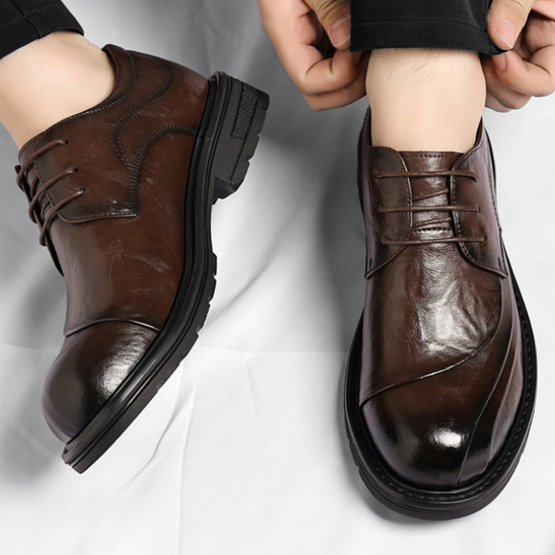Braune, glänzende, echte Leder – Men'S Formal Wear For Office Bewertung und Preis