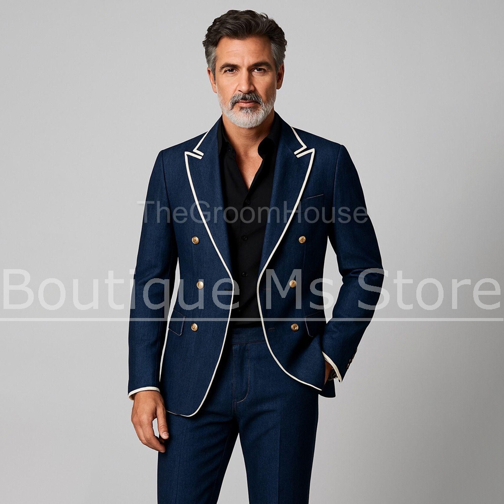Herren Denim Zweireiher 2-Teil – Men Formal Party Wear Outfit Bewertung und Preis