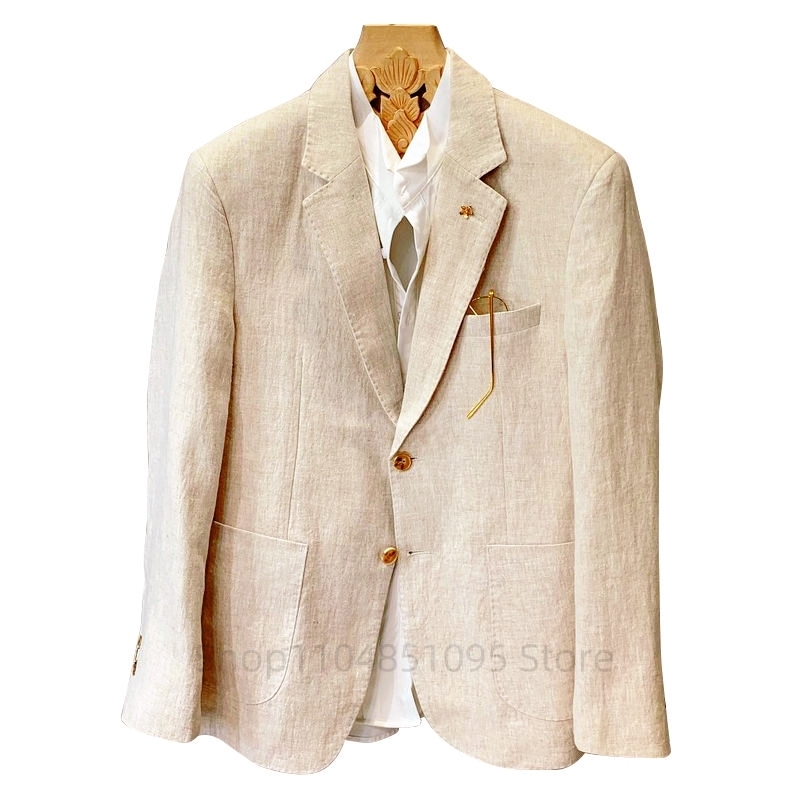 Beiger Herrenanzug Leinen-Blaz – Men Formal Wear Summer Bewertung und Preis