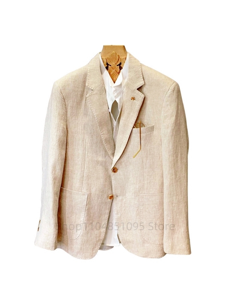 Beiger Herrenanzug Leinen-Blaz – Men Formal Wear Summer Bewertung und Preis