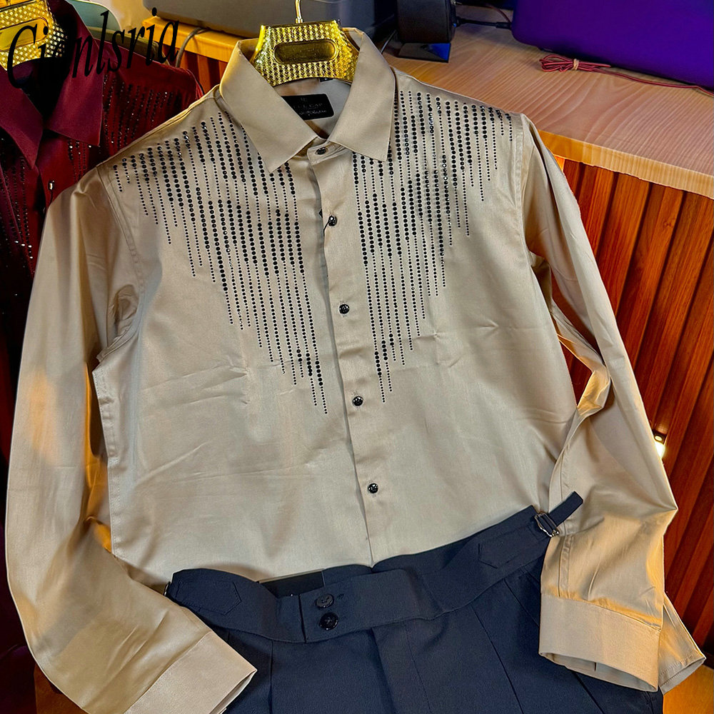 Herren Luxus Vertikales Strass – Men Formal Party Wear Shirt Bewertung und Preis