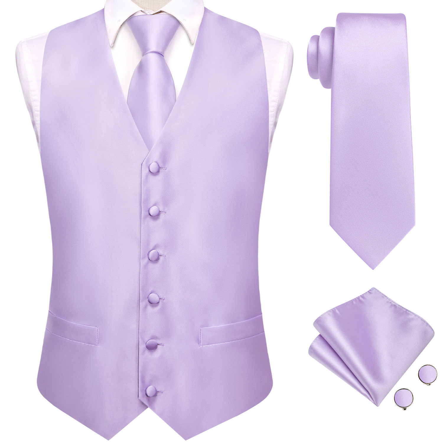 Hi-Tie Einfarbige Violett-Flie – Men Formal Wear Vest Bewertung und Preis