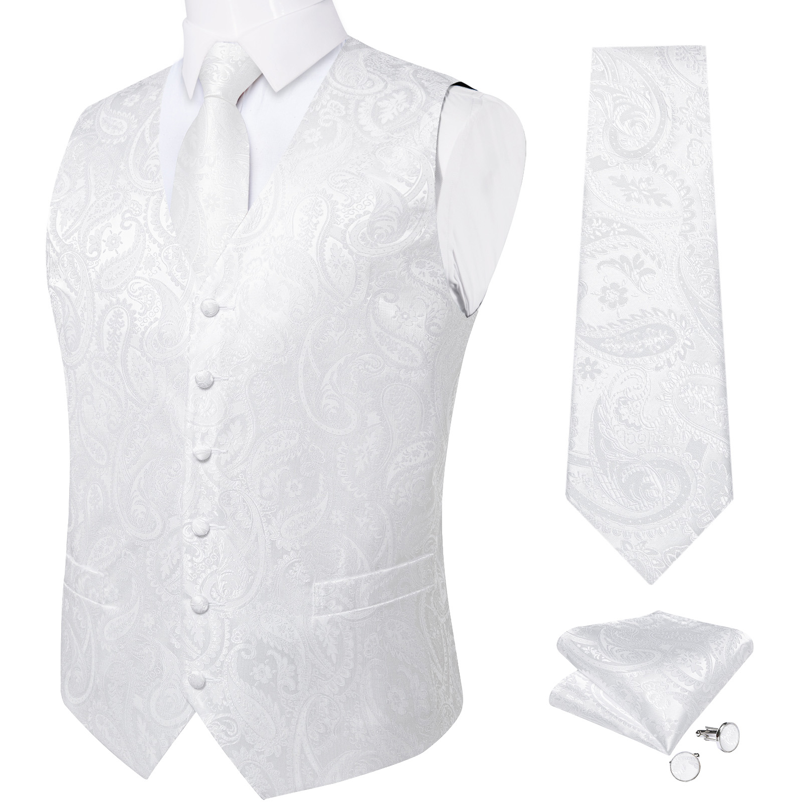 Reinweiße Hochzeitsweste für H – Men Formal Wear Vest Bewertung und Preis